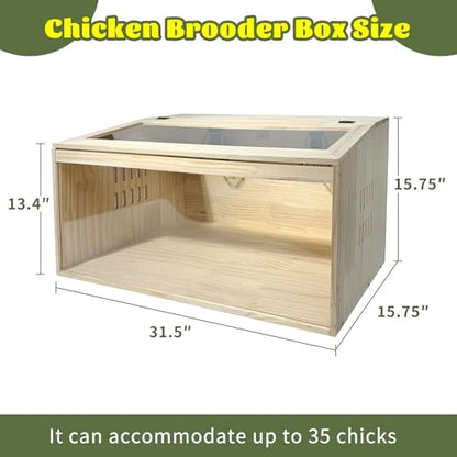 20-Piece Large Chicken Brooder Box, All-in-One Kit Brooder Box, Brooder for Chicks, Quail, Hamsters, Up to 35 Chicks Capacity, Pattern B, 31.5" L x 15.7" W x 15.7" H - size: 31.5"L x 15.8"W x 15.8"H