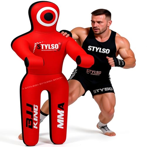 Unfilled Grappling Dummy – Adult Life Size Wrestling & BJJ Training Dummy, MMA Jiu Jitsu Judo Takedown & Throwing Practice, Heavy-Duty Triple-Stitched Canvas Submission Dummy - color: Red, size: 5ft / 60"