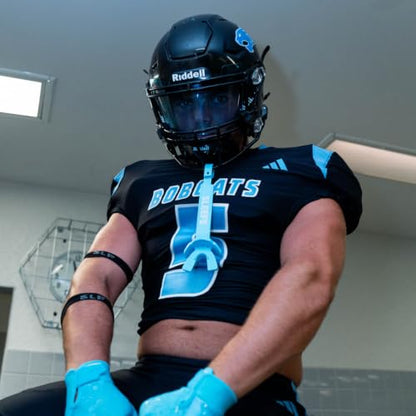 SLEEFS X Football Mouthguard with Strap for High-Impact Shock Protection - color: Sky Blue With Logo