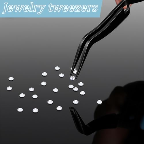 2 Pcs Reverse Tweezers for Crafting, Reverse Tweezers Precision Curved Bent Straight Tweezer with Soft Grip Stainless Steel Craft Crossing Lock Tweezer for Sticker DIY Jewelry Beading Nail Electronic