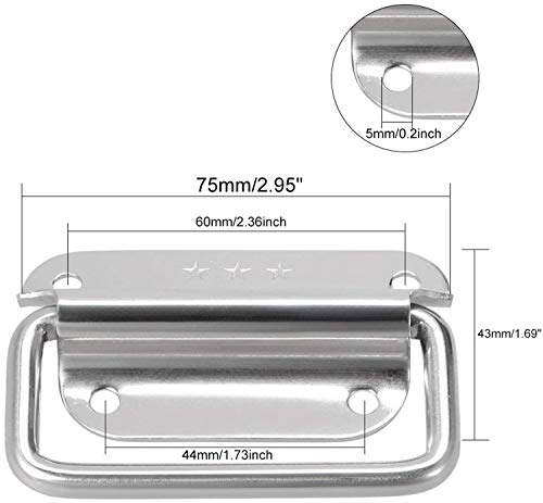 XMHF 3 Inch Pull Ring Handle Stainless Steel Foldable Boat Hatch Latch Cabinet Lifting Ring Pull Handle - Pack of 2 - size: 3 Inch