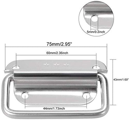 XMHF 3 Inch Pull Ring Handle Stainless Steel Foldable Boat Hatch Latch Cabinet Lifting Ring Pull Handle - Pack of 2 - size: 3 Inch