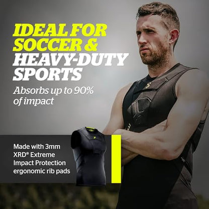 Storelli BodyShield Sleeveless Undershirt, Protective Soccer Base Layer, Lightweight Compression Top with Padded Chest - color: White, size: Medium