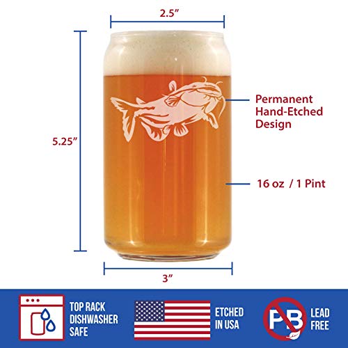 Bevvee Catfish - Beer Can Pint Glass - Catfishing Gifts for Fisherman - Fun Fish Cups - Fishing Decor - 16 oz