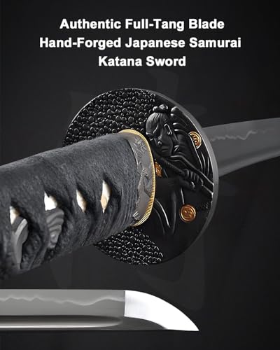Katana Samurai Sword for Display, Hand Forged Full Tang 1045 Carbon Steel - style: Samurai Figure