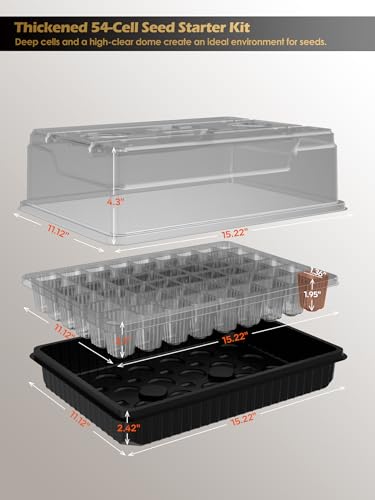 Seed Starter Tray with Full Spectrum Grow Light,54-Cell Seed Starter Kit with Humidity Dome,6-Setting Auto Timer,Adjustable Brightness Indoor Seedling Starter Tray for Indoor Plant (1-Pack) - style: 1-Pack