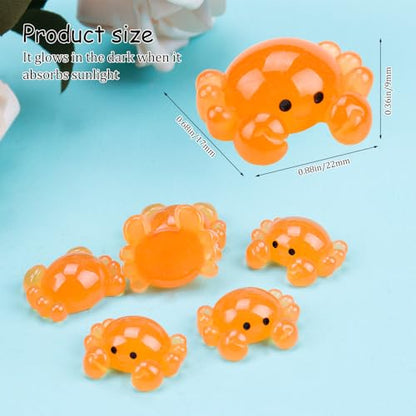24Pcs Cute Mini Resin Crabs Glow in The Dark Crab Figurines Bulk for Crafts Marine Animal Decor for Moss Landscapes DIY Projects Desktop Ornaments
