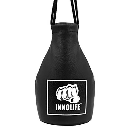 INNOLIFE Boxing Slip Bag, Boxing Dodge Hide Speed Bag Maize Ball Leather Ball for Reflex Training, Boxing, Kickboxing, MMA Pendulum Training - style: Black (Without Filler)