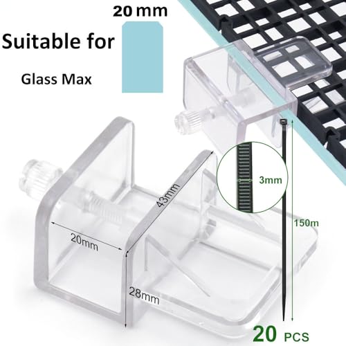 LINLAN Fish Tank Anti-Jump Set, Aquarium Lid, 8 Pieces Plastic Grid with 6 Brackets and 20 Cable Ties, Cover for Rimless Aquarium