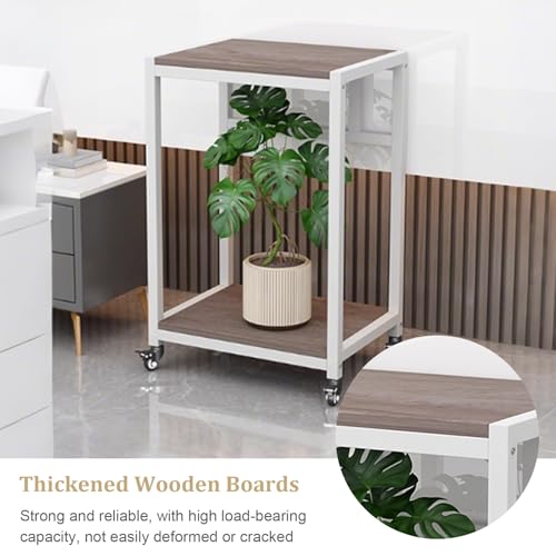 Rolling Breeder Tank Stands,Double Layered Solid Wood Fish Tank Stand,Carbon Steel Frame Structure,Small Reptile Breeder Turtle Tank Terrarium Rack Table for Home Office(White/Brown,40x40cm/16x16in) - color: White/Brown, size: 40x40cm/16x16in
