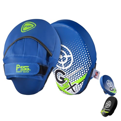 PSS Boxing Focus Pads - Hook & Jab Punch Mitts for MMA, Kickboxing, Karate, Muay Thai, and Taekwondo Training - Hand Target Strike Shield Punching Gloves Pad - color: Blue