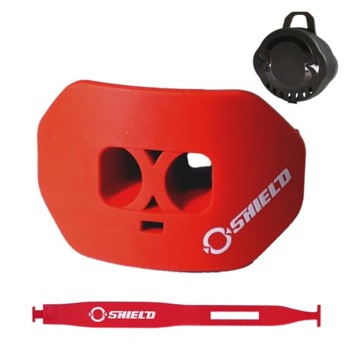 O Shield Core Football Mouth Guard, Detachable Strap | Football Mouth Guard with Detachable Strap — No-Boil Ready Fit, BPA-Free, Brace-Friendly, Includes Carrying Case - color: Red
