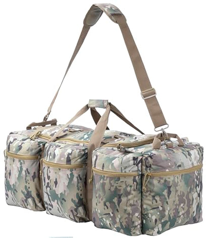 100L Large Military Duffle Bag Deployment Duffel Bag Sports Equipment Travel Luggage Bag with Detachable Backpack Straps… - color: AT Camo