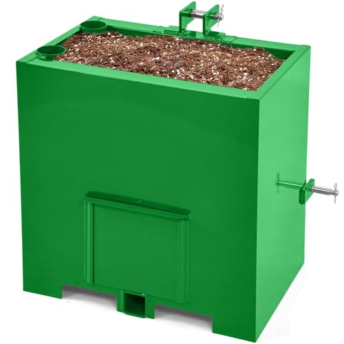 YITAMOTOR 3 Point Hitch Ballast Box for Category 1 Tractor, 800lbs Weight Ballast Height Box with 2'' Quick Trailer Hitch Receiver, Green - color: Dark Green