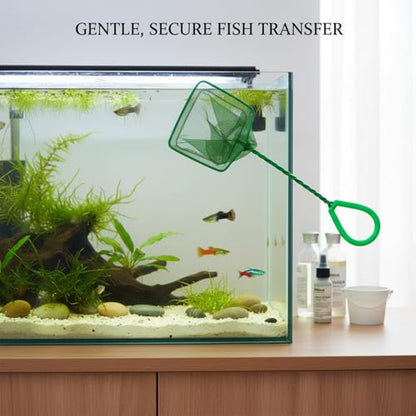 Green Square Mesh Aquarium Net for Fish Transfer and Tank Cleaning - size: 12.99 x 3.94 x 3.82"