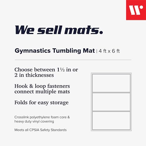 We Sell Mats Gymnastics Mat, Folding Tumbling Mat, Portable with Hook & Loop Fasteners - color: Blue, size: 4 ft x 6 ft x 2 in