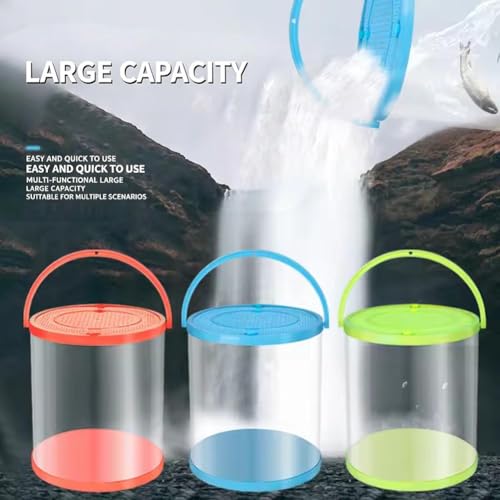 Catch Plastic Beach Aquarium, Foldable Small Aquarium, Plastic Portable Fish Tank with Lid, Clear Fish Transport Container Fishing Bucket, Great Concept for Catching and Release Critters