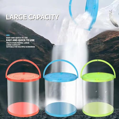 Catch Plastic Beach Aquarium, Foldable Small Aquarium, Plastic Portable Fish Tank with Lid, Clear Fish Transport Container Fishing Bucket, Great Concept for Catching and Release Critters