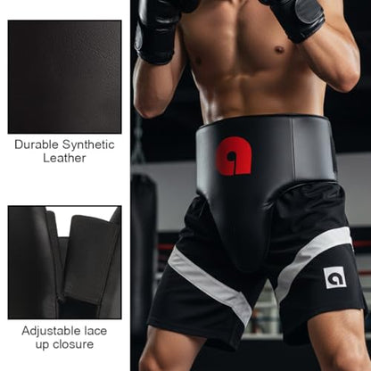 Amber Fight Gear PU Leather Groin Protector - size: Small