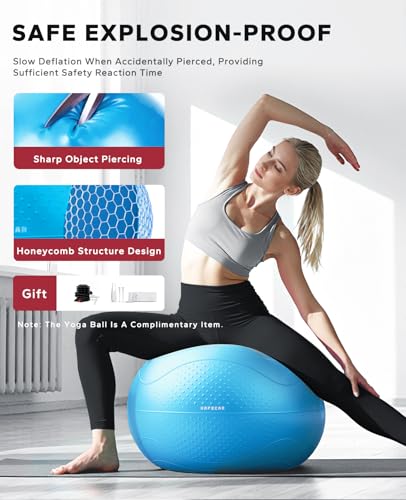 HAPBEAR Yoga Wheel Set with Exercise Ball, 12'' Back Roller Wheel for Back Pain Relief, Foam Roller for Back Stretching, Physical Therapy & Muscle Massage - color: Blue