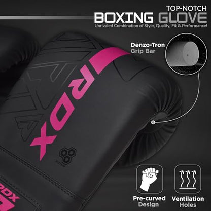 RDX Bag Gloves Boxing Punching Mitts, Maya Hide Leather, Padding, Ventilated Palm, MMA Heavy Punch Training, Muay Thai Kickboxing Focus Pads Double End Speed Ball Workout, Adult Men Women - color: Pink
