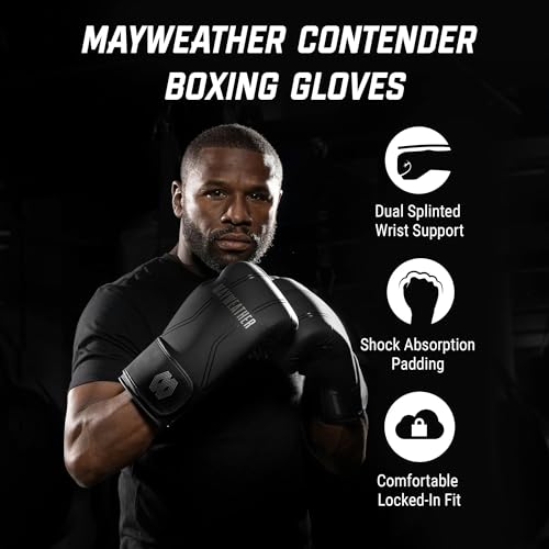 Hayabusa Mayweather Contender Boxing Gloves for Men and Women - color: Black, size: 14oz