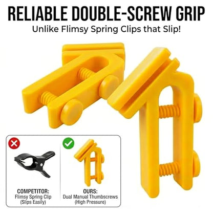 2PCS Hose Holder Clip, Hands-Free Water Pipe Clamp for Fish Tank, Bucket and Garden Hose, Anti-Slip Draining Tube Clamp Fits 0.59" Hose - color: 0-0.79" Yellow