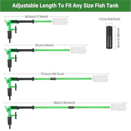 AQQA Aquarium Siphon Gravel Vacuum Fish Tank Cleaner kit,Stress Ball Python Water Changer,Extendable Length and Fixed On Fish Tank,Manually Water Changer Wash Sand S - size: S