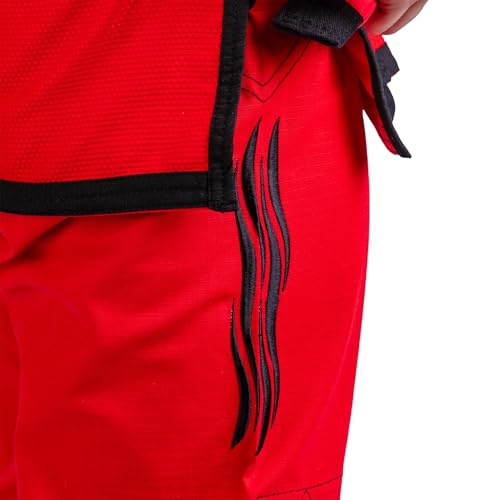 KO Sports Gear Adult BJJ Gi Set, Pre-Shrunk Jiu Jitsu Jacket & Pants, A0-A6 - color: Red, size: A6