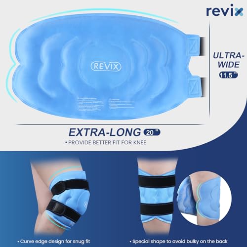 REVIX 20" XXXL Knee Ice Pack Wrap Around Entire Knee, Extra Large Ice Pack - style: Blue-1 Pack