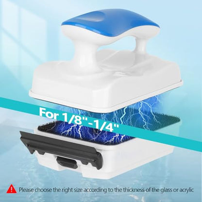 AQQA Aquarium Magnet Glass Cleaner,Dolphin Series-Fish Tank Algae Scraper Brush Cleaner for Glass or Acrylic,2 Detachable Blades Floating Cleaning Tool for 1/8"-1/4" Thickness