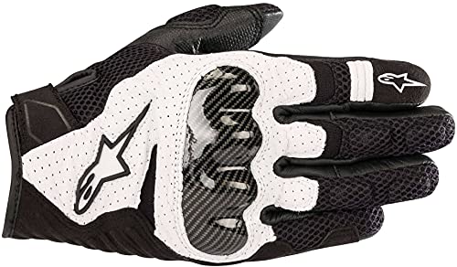 Alpinestars SMX 1 Air V2 Motorcycle Gloves Lightweight Ventilated Design Street Riding Comfort Enhanced Grip Protection - color: Black/White, size: Medium