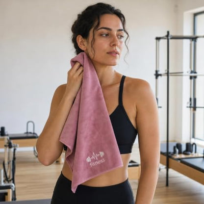 Microfiber Gym Bench Towel with Fitted Corner Hood, Pink - color: Pink