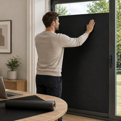 Window Darkening Film Static Cling Window Film Non Adhesive Frosted Glass Film Sun Blocking Room Privacy Window Tint for Home Office Bathroom - color: Black