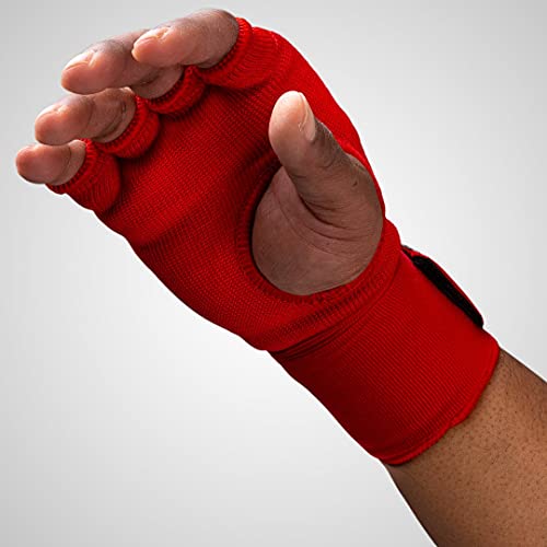 Hayabusa Quick Gel Hand Wrap Boxing Gloves | Slip-On Design, Padded Knuckle Protection, Hook and Loop Closure, Muay Thai Kickboxing, Men and Women, Sparring - color: Red, size: Large