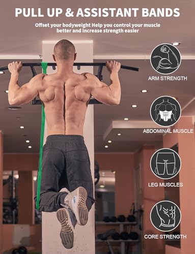 Pull Up Bands, Resistance Bands Set, Exercise Workout Bands for Men & Women, Ideal for Body Stretching, Physical Therapy and Muscle Training - color: Dark Black