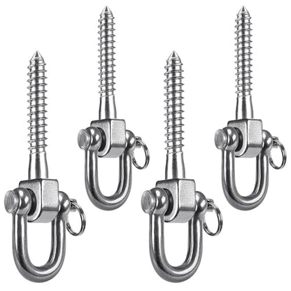 SELEWARE 4 Pack Swing Hangers Swing Set Hooks Stainless Steel Hammock Hooks | Heavy Duty Swing Mount for Porch Swing, Hammock Chair, Heavy Bag, Yoga Silk, Suspension Straps, Gymnastics Rings - color: Stainless 4 Pack Swing Hooks