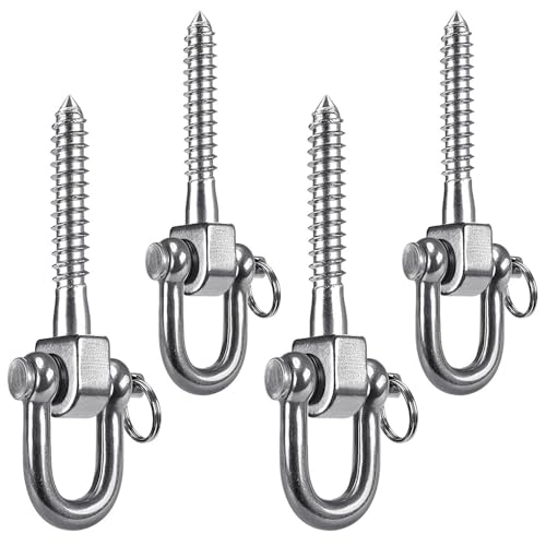 SELEWARE 4 Pack Swing Hangers Swing Set Hooks Stainless Steel Hammock Hooks | Heavy Duty Swing Mount for Porch Swing, Hammock Chair, Heavy Bag, Yoga Silk, Suspension Straps, Gymnastics Rings - color: Stainless 4 Pack Swing Hooks
