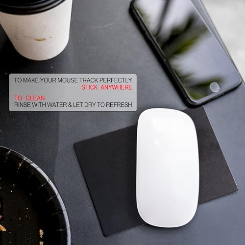 Mouse Pad Adhesive Bottom - Sticks to Any Surface - Portable - Webcam Covers and Screen Cleaner Included (Blank Black) - color: BLANK BLACK