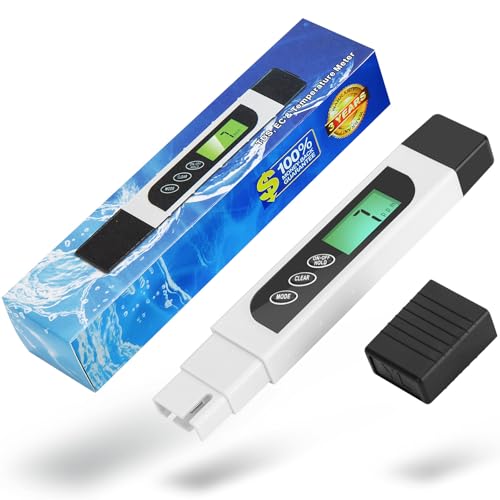 TDS Meter Digital Water Tester, Accurate and Reliable, Professional TDS, Temperature and EC Meter with Carrying Case, 0-9999ppm, Ideal ppm Meter for Drinking Water, RO/DI System, Aquariums - color: White