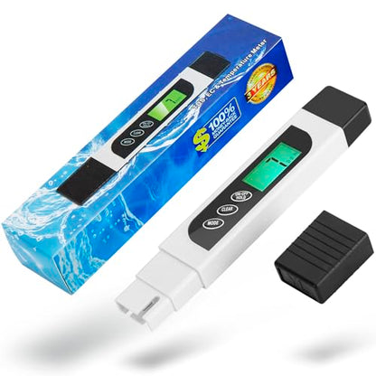 TDS Meter Digital Water Tester, Accurate and Reliable, Professional TDS, Temperature and EC Meter with Carrying Case, 0-9999ppm, Ideal ppm Meter for Drinking Water, RO/DI System, Aquariums - color: White