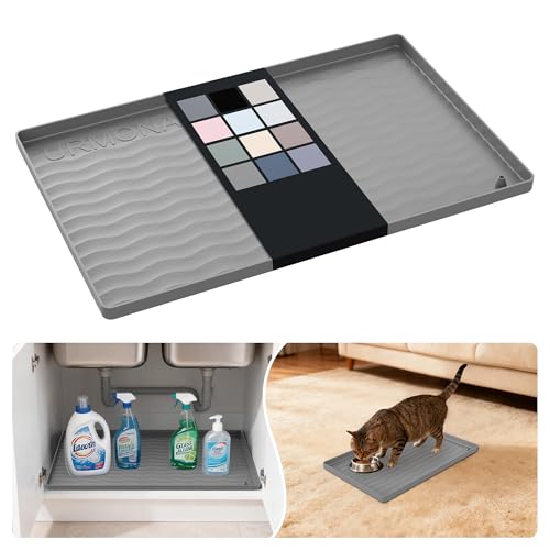 Waterproof Silicone Under Sink Mat 16'' x 10'' Shelf Liner for Kitchen and Bathroom, Cabinet and Counter Protector, Storage and Organizers, Litter Mat, Pet Cat Puppy Essentials(Beige) - color: Beige, size: 10"W x 16"L