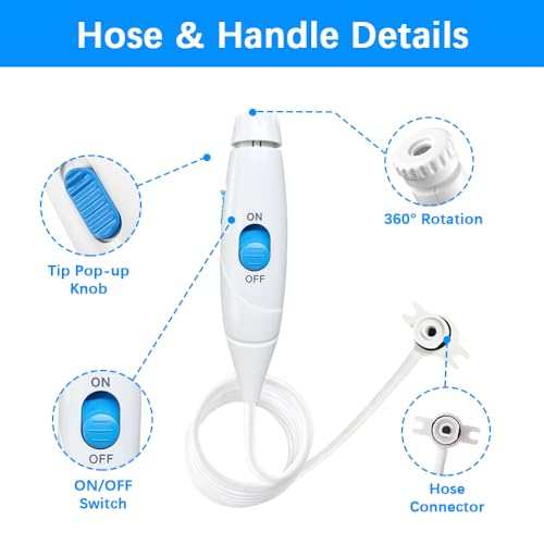 Flosser Replacement Handle Standard Water Hose Plastic Handle with Water Flosser Replacement Jet Tip Compatible with WP-100 WP-300 WP-660 WP-900, Pack of 1 Handle Hose (Blue) - color: Blue