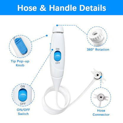 Flosser Replacement Handle Standard Water Hose Plastic Handle with Water Flosser Replacement Jet Tip Compatible with WP-100 WP-300 WP-660 WP-900, Pack of 1 Handle Hose (Blue) - color: Blue
