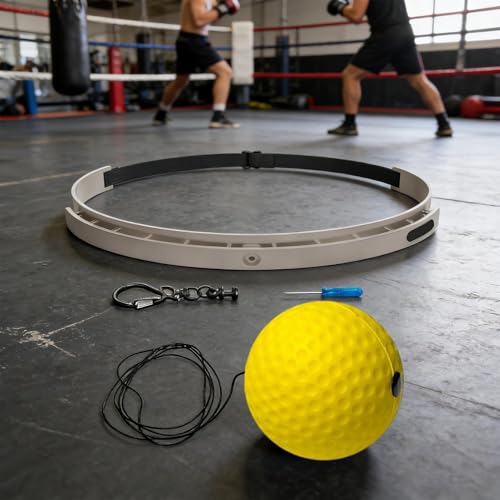 Boxing Reflex Ball Headband Set Punching Speed Reaction - color: yellow soft ball