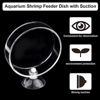 60mm Aquarium Shrimp Feeder Dish with Suction Glass Fish Tank Feeding Bowls Round Clear Dishes Tray
