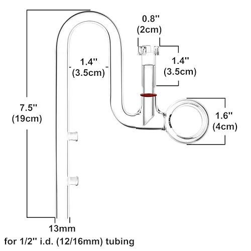 Glass Lily Pipe Spin Outflow with Surface Skimmer for Aquarium Planted Tank (13mm for 12/16mm (1/2'' i.d.) tubing) - size: 13mm for 12/16mm (1/2'' i.d.) tubing