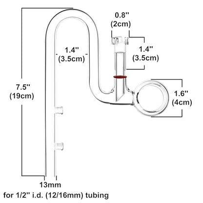 Glass Lily Pipe Spin Outflow with Surface Skimmer for Aquarium Planted Tank (13mm for 12/16mm (1/2'' i.d.) tubing) - size: 13mm for 12/16mm (1/2'' i.d.) tubing