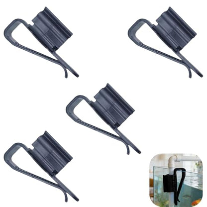 4Pcs Hose Holder, Plastic Fish Water Pipe Clamp, Aquarium Filtration Clip, Adjustable Aquarium Filtration Bucket Mounting Clip, Fit fir 8mm to 16mm Hoses (Black) - color: Black