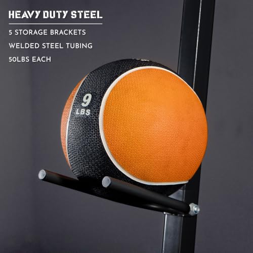 Valor Fitness Upright Ball Storage Rack, Heavy Duty Vertical Sports Equipment Organizer for Basketballs, Soccer Balls, Volleyballs, Medicine Balls, Home Gym Storage, 250 lb Capacity